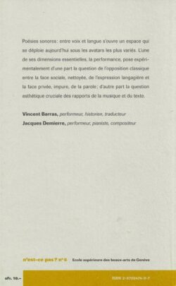 Symptômes - Vincent Barras - Jacques Demierre - HEAD