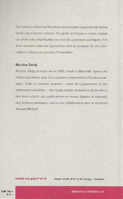 Nicolas Tardy - Les ready-mades textuels - HEAD