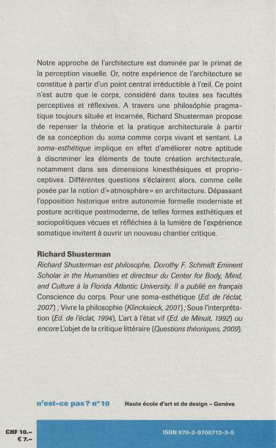 Richard Susterman - Soma-esthétique et architeture - HEAD