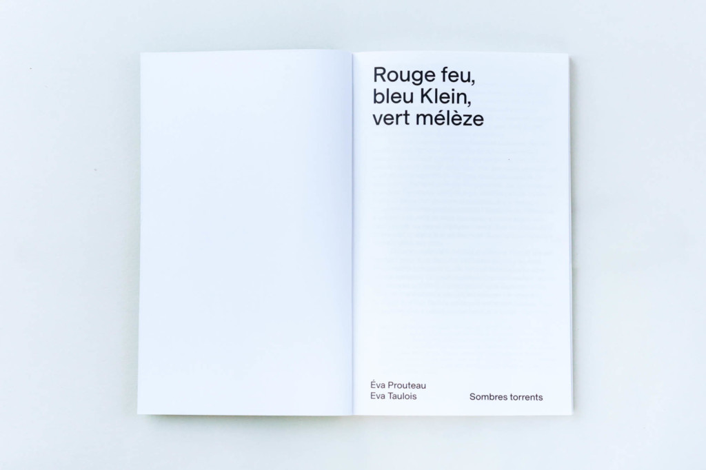 Rouge feu, bleu Klein, vert mélèze - Eva Prouteau Eva Taulois